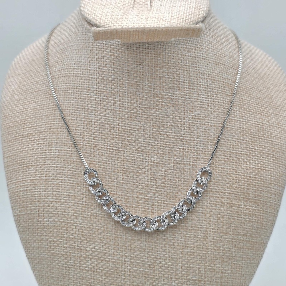 Genuine Vintage VERA WANG Signed Necklace Cubic Zirconia‎ Silver Tone